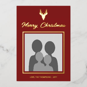 Carte De Vœux En Aluminium Tête De Cerf Silhouette Avec Photo Personnalisée E
