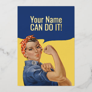 Carte De Vœux En Aluminium Texte personnalisé Rosie Le Riveter