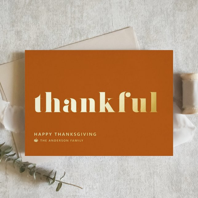 Carte De Vœux En Aluminium Thanksgiving Orange Retro Typographie (Créateur téléchargé)
