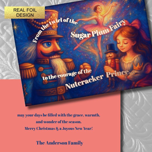Carte De Vœux En Aluminium Thème de Noël du ballet Nutcracker (Créateur téléchargé)