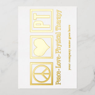 Carte De Vœux En Aluminium Thérapie physique de paix d'amour PT Or personnali