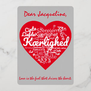 Carte De Vœux En Aluminium Trois douzaines de façons d'écrire l'AMOUR en form