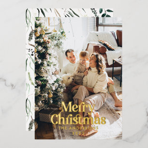 Carte De Vœux En Aluminium Typographie botanique élégante moderne photo chic