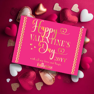 Carte De Vœux En Aluminium Typographie élégante Joyuse Saint-Valentin Estampé