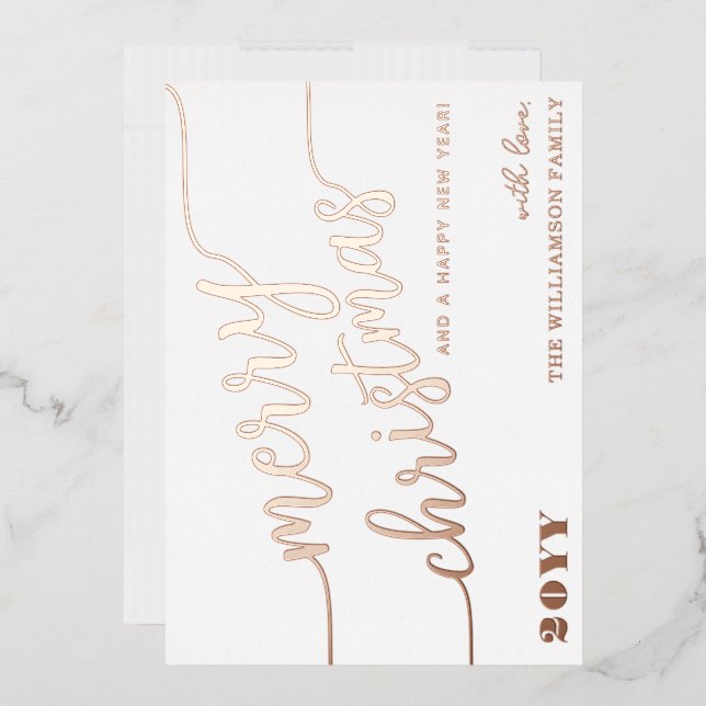 Carte De Vœux En Aluminium Typographie minimaliste Joyeux Noël chic (Enveloppe)