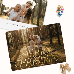 Carte De Vœux En Aluminium Typographie moderne et élégante MERRY photo NOËL