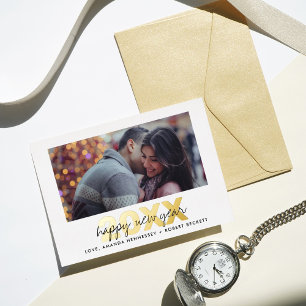 Carte De Vœux En Aluminium Typographie moderne Script Nouvel An Photo Real