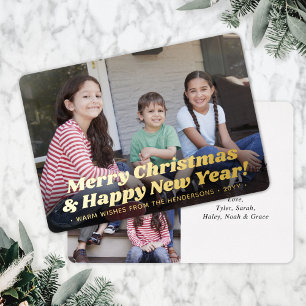 Carte De Vœux En Aluminium Typographie rétro Noël et Nouvel An 2 Photo