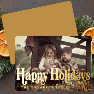 Carte De Vœux En Aluminium Typographie simple et tendance Retro Noël photo