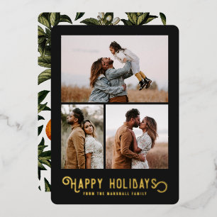 Carte De Vœux En Aluminium Typographie vintage Oranges d'hiver Photo