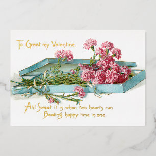 Carte De Vœux En Aluminium Valentine des oeilles roses vintages