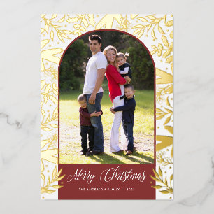 Carte De Vœux En Aluminium Végétation de Noël Photo Arché Véritable Or