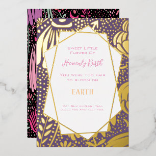 Carte De Vœux En Aluminium Véritable fausse couche d'or florale d'huile