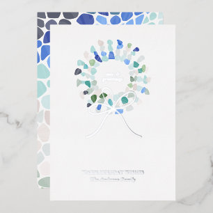 Carte De Vœux En Aluminium Verre de mer coloré couronne de Noël