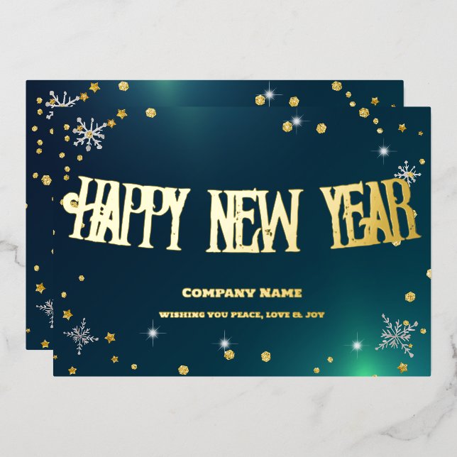 Carte De Vœux En Aluminium Vert Festif 2024 Ruban Rouge Entreprise (Recto/Verso)