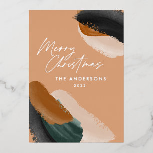 Carte De Vœux En Aluminium Vert terre cuite moderne minima unique aquarelle