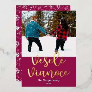 Carte De Vœux En Aluminium Veselé Vianoce, Slovaque Joyeux Noël, Élégant