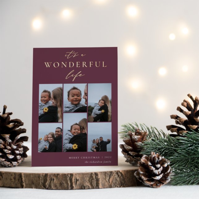 Carte De Vœux En Aluminium Vie merveilleuse | 6 Photo Collage Noël (Créateur téléchargé)