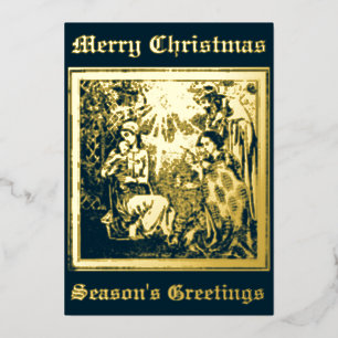 Carte De Vœux En Aluminium Vintage Noël Nativité Adoration De La Magi