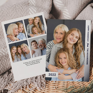 Carte De Vœux En Aluminium Voeux d'argent Modern Multi Photo Hanoukka