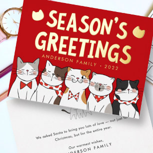 Carte De Vœux En Aluminium Vœux de Noël drôles chats mignons chantant
