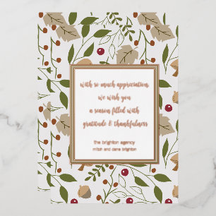 Carte De Vœux En Aluminium Volage Rustique Automne Thanksgiving Gratitude
