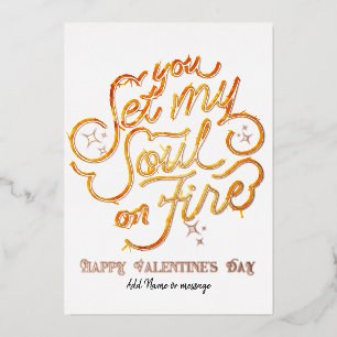 Carte De Vœux En Aluminium Vous avez mis mon âme en feu à la Saint-Valentin