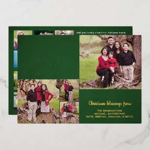 Carte De Vœux En Aluminium VRAI Foil Christian Verse Green Photo Collage