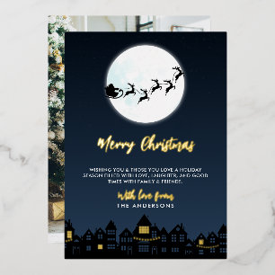 Carte De Vœux En Aluminium *VRAI MÉTAL DÉPLOYÉ* Joyeux Noël Traîneau du Père