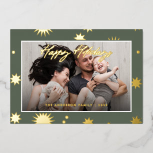 Carte De Vœux En Aluminium *VRAI MÉTAL DÉPLOYÉ* Photo Joyeuses Fêtes