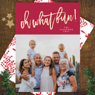 Carte De Vœux En Aluminium VRAI OR Oh Quel amusant RED Magenta Photo de Noël