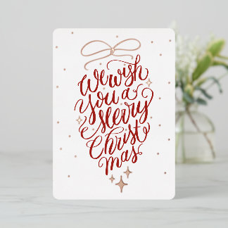 Carte De Vœux En Aluminium We Wish You A Merry Christmas Pinecone Calligraphy