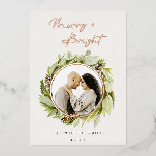 Carte De Vœux En Aluminium Wreath hiver Joyeux et brillant photo Noël