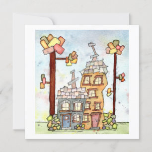 Carte de voeux en aquarelle Dream House