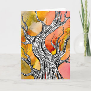 Carte de vœux en art de dessin au stylo d'arbre ab