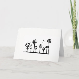 Carte de voeux en dessin de fleurs - Blanc à l'int
