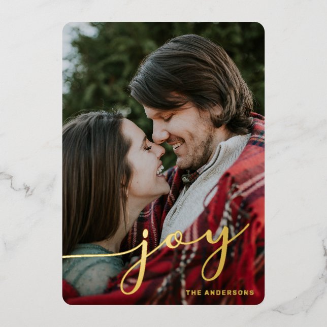 Carte de vœux en feuille métallisée Joy Holiday Ph (Recto)