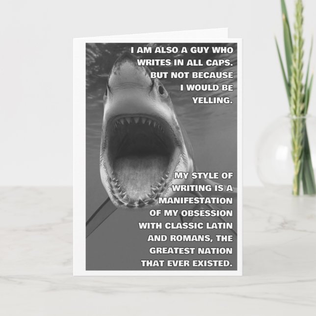 Carte de voeux en majuscules de requin (Devant)