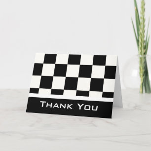 Carte de voeux en Merci À damiers noir/blanc