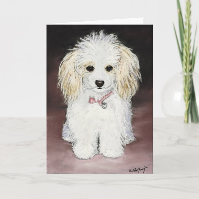 Carte de voeux en pastel d'art original de chien (Devant)