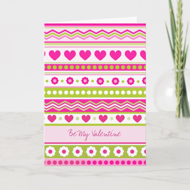 Carte de voeux en tissu de Saint Valentin rose mig (Devant)