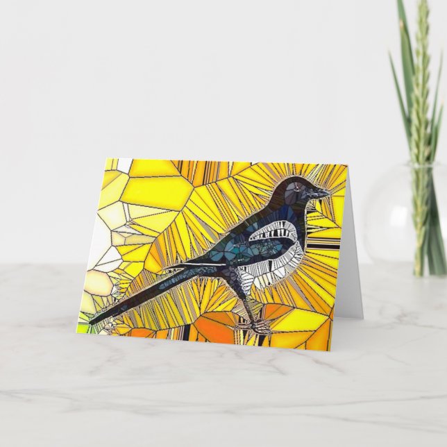 Carte de voeux en verre souillé de pie (Devant)