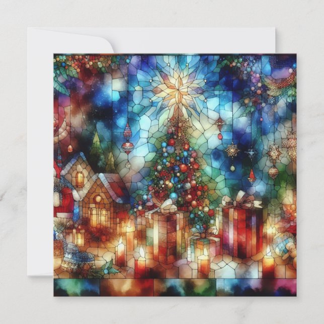 Carte de voeux en verre verni de Noël (Devant)