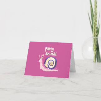 Carte de vœux escargot animal de fête (rose)