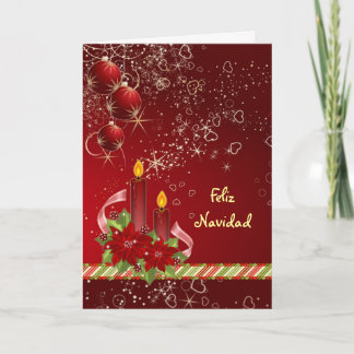 Carte de voeux espagnole de Noël de poinsettia de