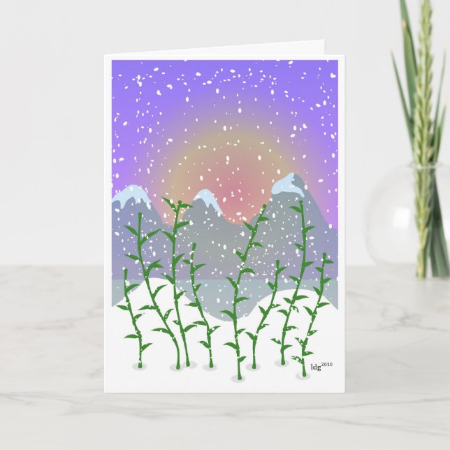 Carte de vœux et de notes en bambou d'hiver (Devant)