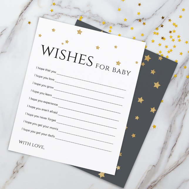 Carte de Vœux Étoiles Dorées pour Conseils de Bébé (Cute Gold Stars Wishes for Baby Advice Card)