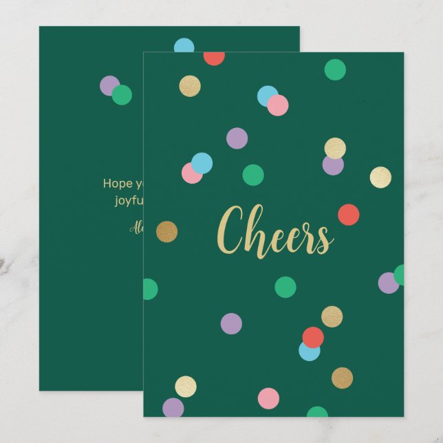 Carte de vœux Evergreen Confetti Nouvel An (Devant / Derrière)