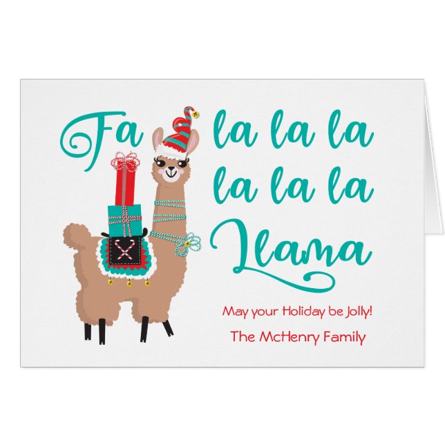 Carte de voeux Fa la Llama Holiday (Devant horizontal)