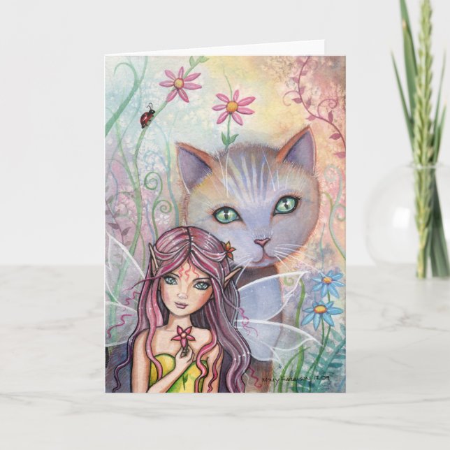 Carte de voeux Fairy and Cat par Molly Harrison (Devant)